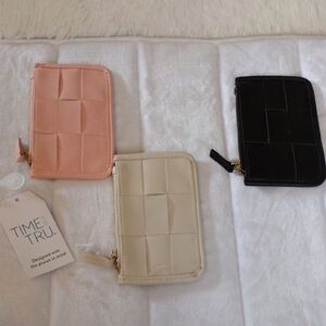Time and Tru Quilted Wallet Set - Pink, Ivory, Black